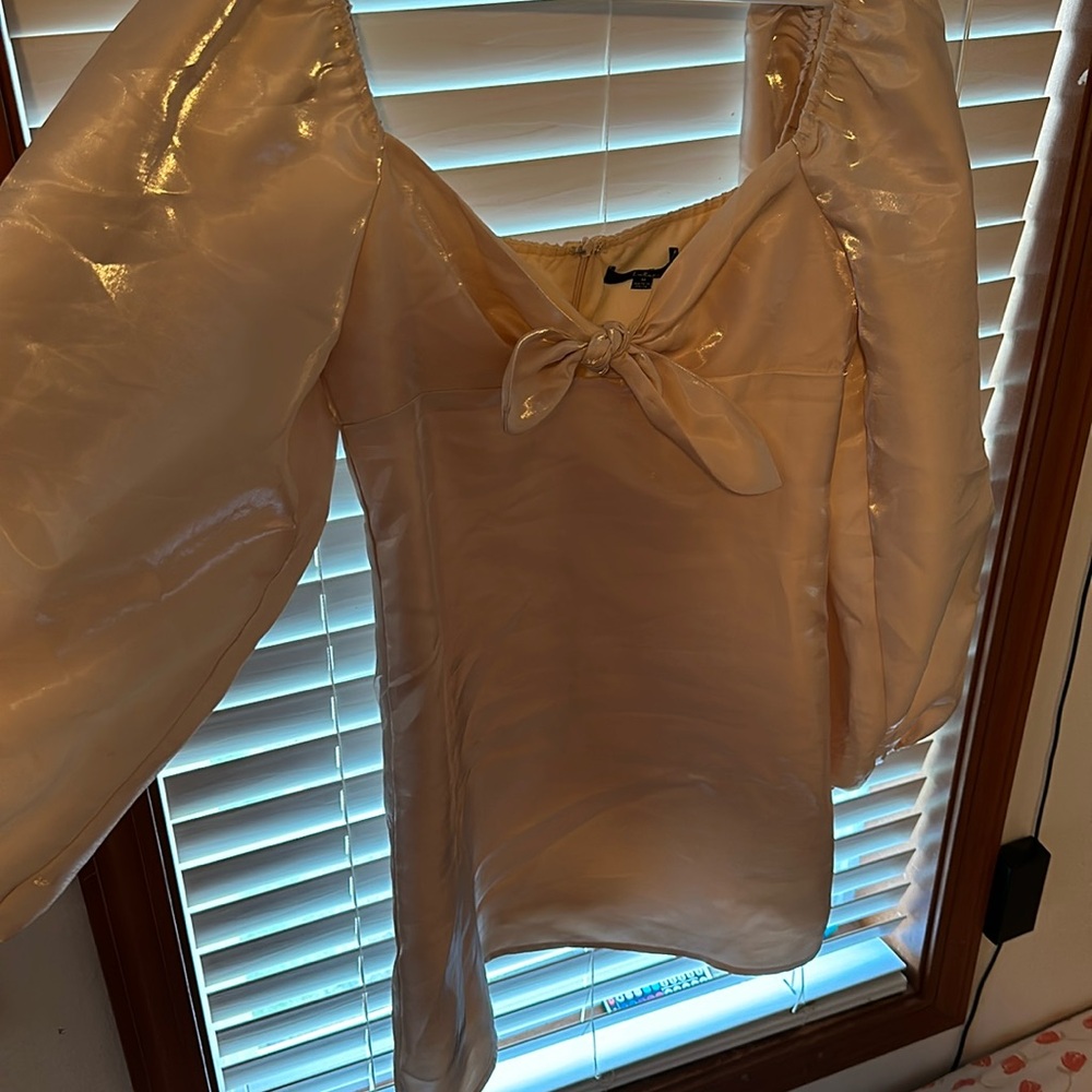 Lulus/nordstrom cream dress with puff sleeves